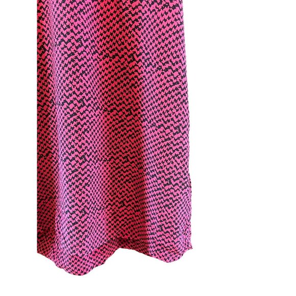 Joie Women's Vibrant Pink Houndstooth Print V-Back Tank Top 100% Silk Summer - Picture 2 of 3
